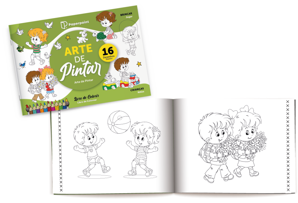 Livro colorir A6 c/16 desenhos Brincar