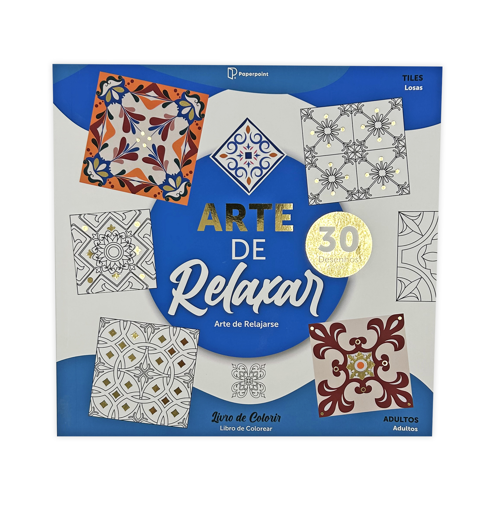 Livro colorir 29X29 com 30 desenhos Azulejos